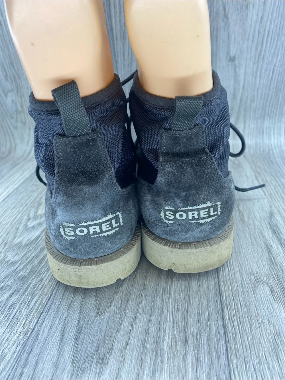 Sorel Men's Black Suede Lace-Up Boots with Tan Sole